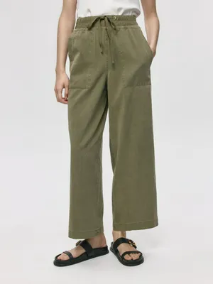 Укороченные широкие брюки из смесового тенселя, арт. 10845