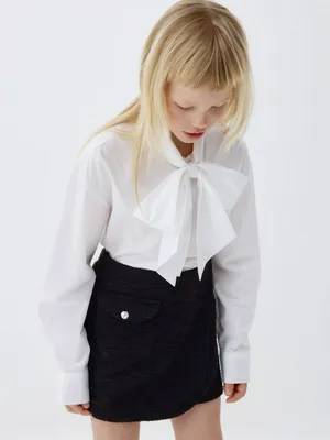 Школьная блузка из хлопка и модала для девочек, арт. 10849