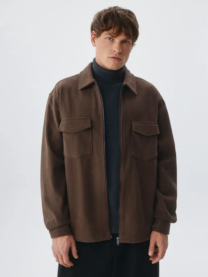 Вельветовая куртка-рубашка, коричневый, арт. 10877