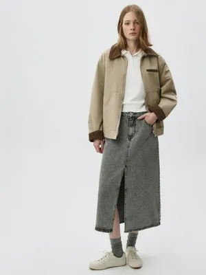 Джинсовая юбка миди, арт. 10894