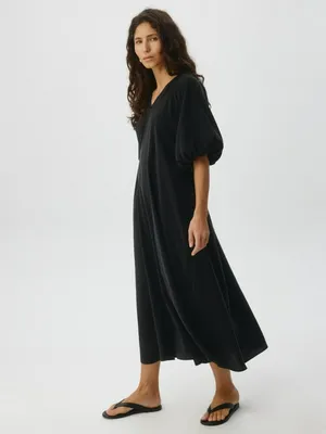 Платье SELA миди с объемными рукавами, черный, арт. 10901