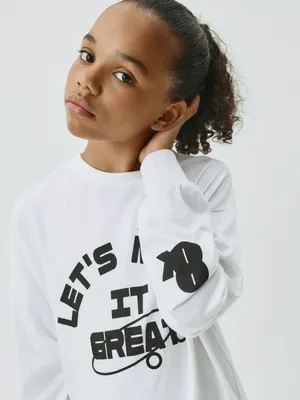 Лонгслив оверсайз с принтом для девочек, арт. 10916