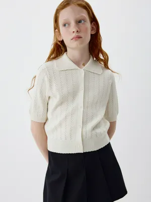 Вязаное поло на пуговицах для девочек, арт. 10929