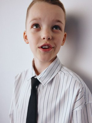 Рубашка оверсайз в полоску для мальчиков, арт. 10930