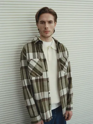 Рубашка в клетку из фланели, арт. 10939