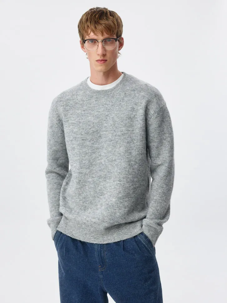 Свитер Relaxed fit с содержанием шерсти, серый, арт. 10957