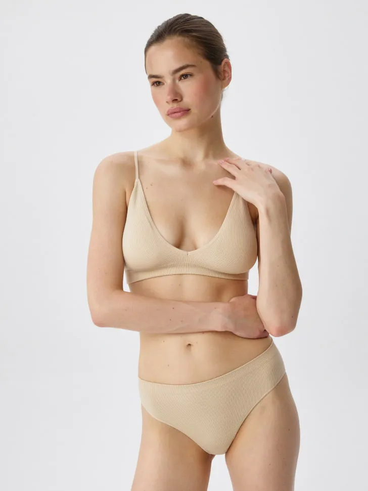 Бесшовные трусы-слипы в рубчик, бежевый, арт. 10969