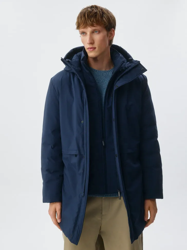 Удлиненная куртка со съемной манишкой, синий, арт. 10980