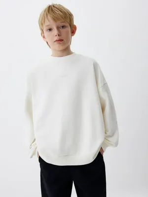 Трикотажный свитшот оверсайз детский, белый, арт. 10992