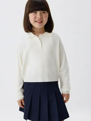 Вязаный джемпер с воротником поло для девочек, арт. 10996