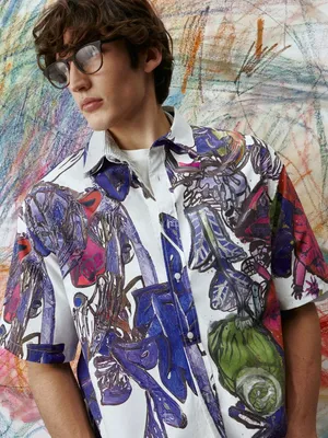 Рубашка оверсайз с принтом, арт. 11019