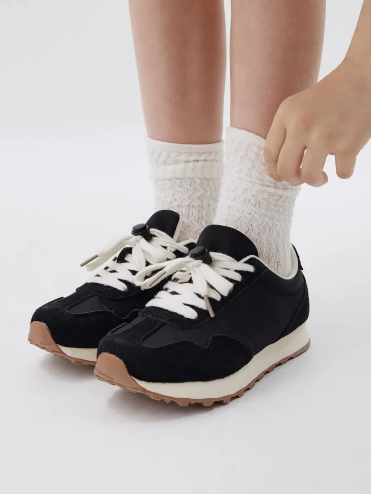 Комбинированные кеды для девочек, черный, арт. 11029