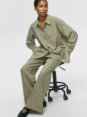 Широкие брюки из смесового льна, арт. 11054