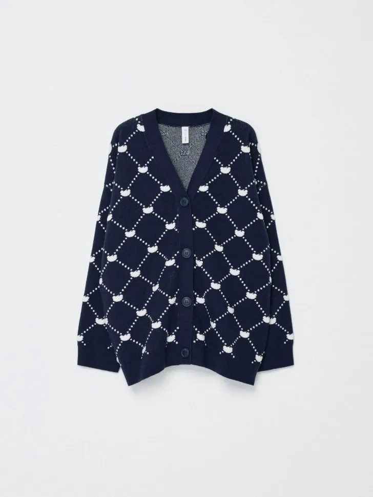 Вязаный кардиган оверсайз для девочек, синий, арт. 11073