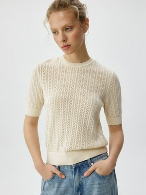 Джемпер с коротким рукавом ажурной вязки, арт. 11074