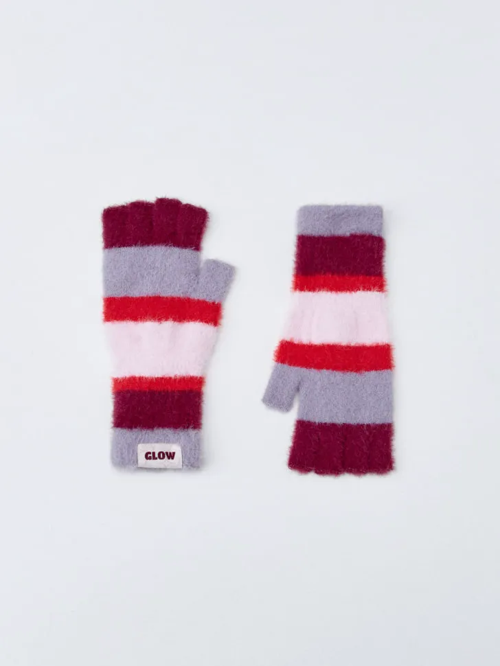 Пушистые митенки в полоску для девочек, разноцветный, арт. 11188