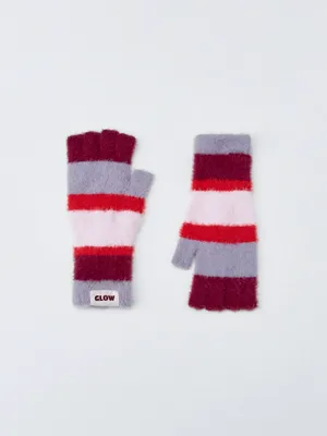 Пушистые митенки в полоску для девочек, разноцветный, арт. 11188