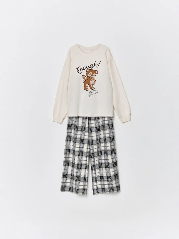 Пижама с принтом для девочек, разноцветный, арт. 11196