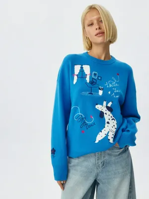 Вязаный джемпер оверсайз с жаккардовым принтом, арт. 11200