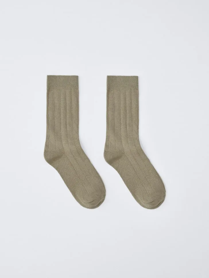 Высокие носки в рубчик, хаки, арт. 11221