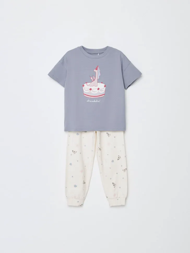 Пижама с принтом для девочек, разноцветный, арт. 11223