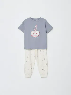 Пижама с принтом для девочек, разноцветный, арт. 11223