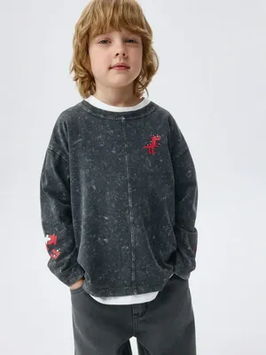 Лонгслив оверсайз со стиркой для мальчиков, арт. 11240