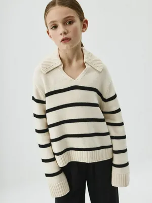 Джемпер в полоску с воротником для девочек, арт. 11249