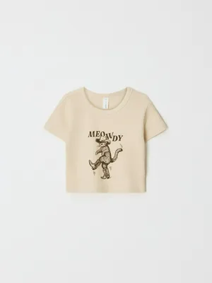 Укороченная футболка с принтом для девочек, арт. 11250