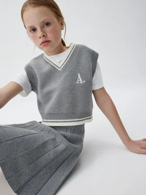 Вязаный жилет в стиле преппи для девочек, арт. 11569