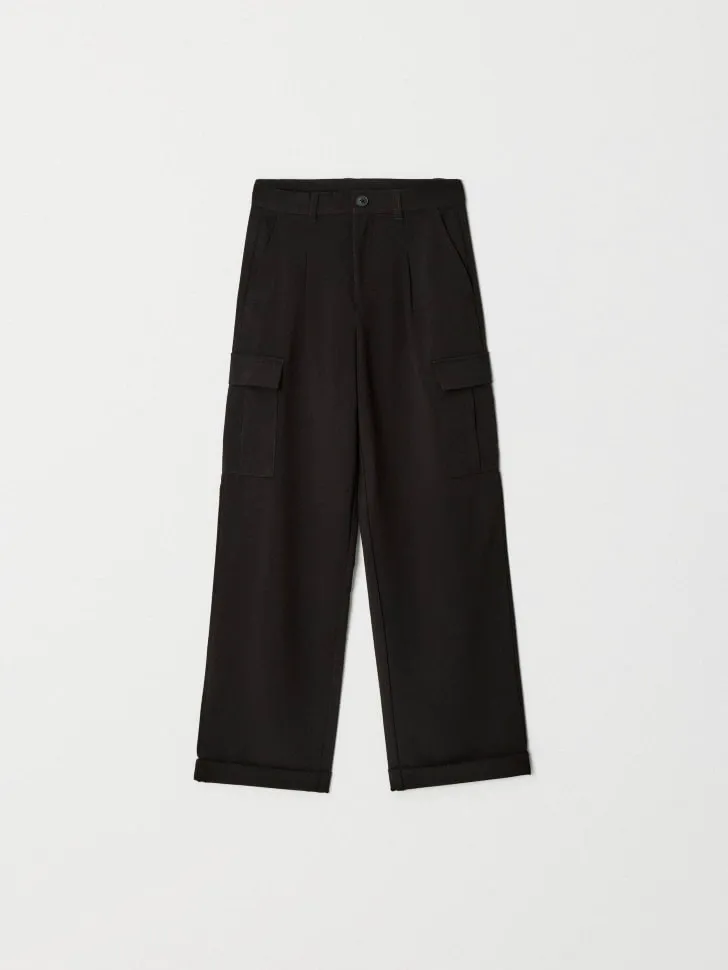 Широкие брюки карго для мальчиков, черный, арт. 11599
