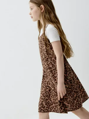 Леопардовый сарафан из вискозы для девочек, арт. 11609