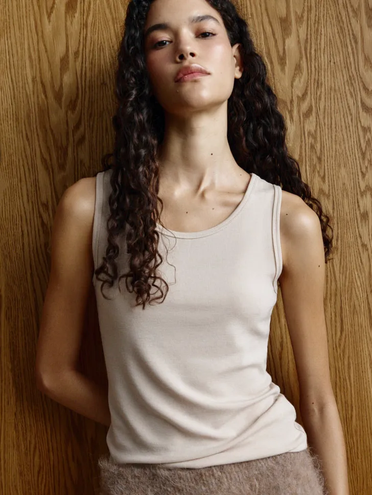 Топ из тенсела с содержанием шерсти, бежевый, арт. 11618