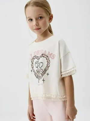 Футболка с кружевными рюшами для девочек, арт. 11626