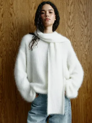 Джемпер с шарфом из смесовой шерсти, арт. 11630