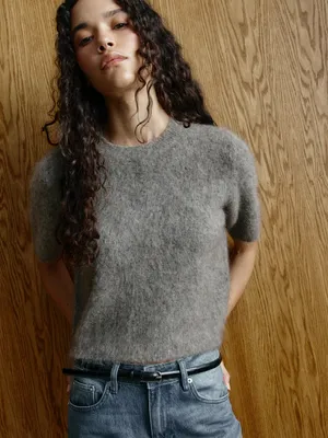 Джемпер с коротким рукавом из мохера и шерсти, арт. 11633