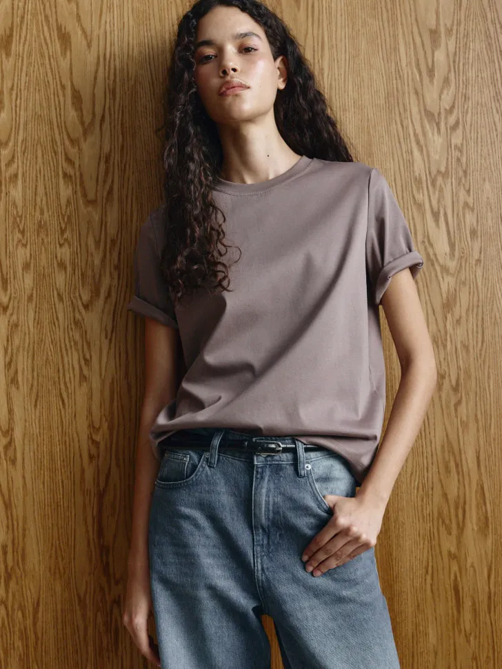 Футболка из интерлока с модалом и шелком, коричневый, арт. 11636