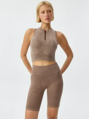 Вязаный спортивный топ на молнии, арт. 11651