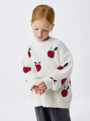 Пушистый джемпер оверсайз с принтом для девочек, арт. 11653