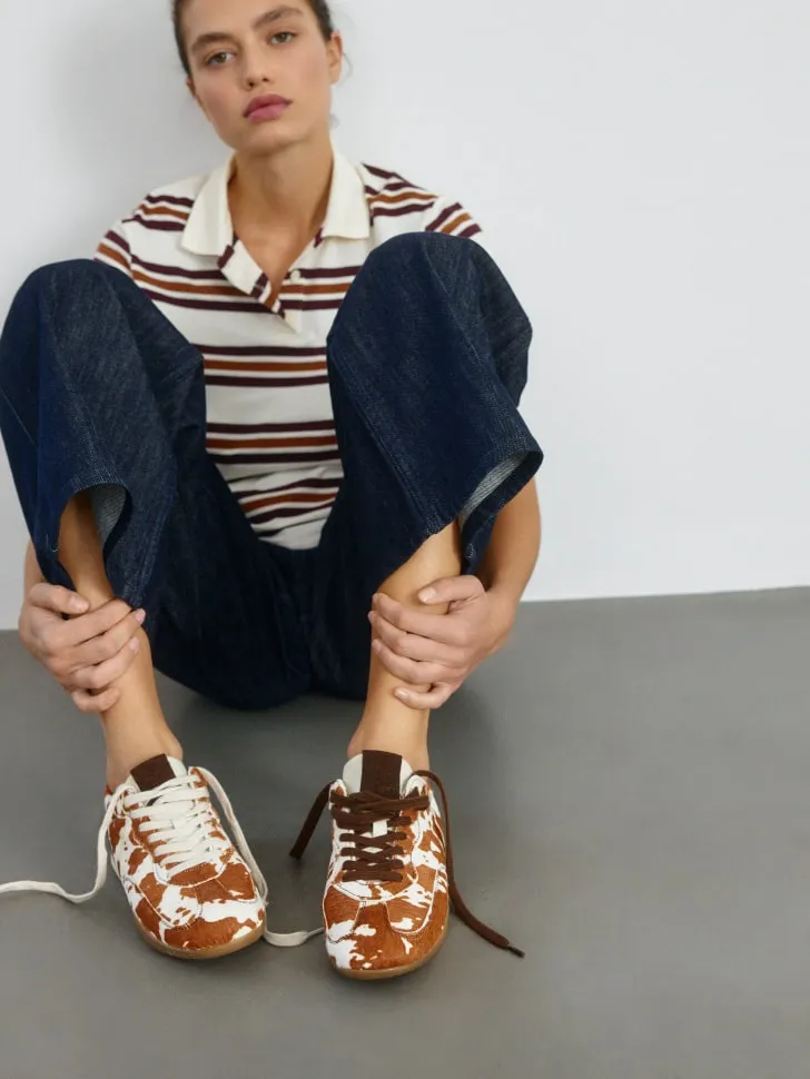 Кеды из меха пони и замши, разноцветный, арт. 11658