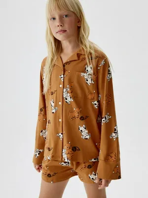 Трикотажная пижама с принтом для девочек, арт. 11665