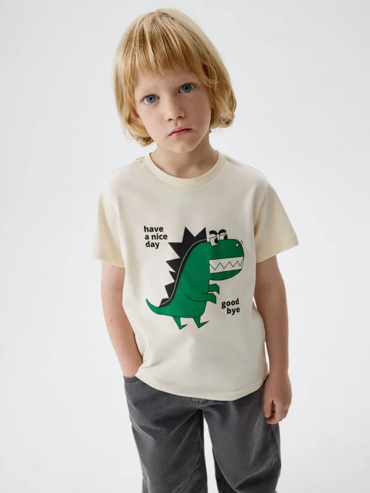 Футболка с принтом для мальчиков, бежевый, арт. 11667