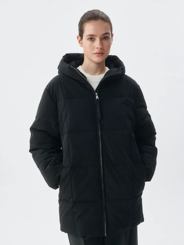 Стеганая куртка c капюшоном, черный, арт. 11671