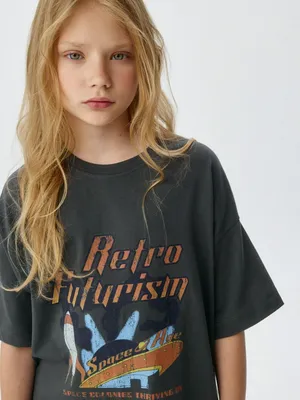 Футболка оверсайз с принтом для девочек, арт. 11677