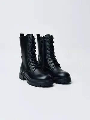 Кожаные ботинки со шнуровкой для девочек, арт. 11698