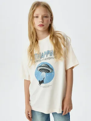 Футболка оверсайз с принтом для девочек, арт. 11701