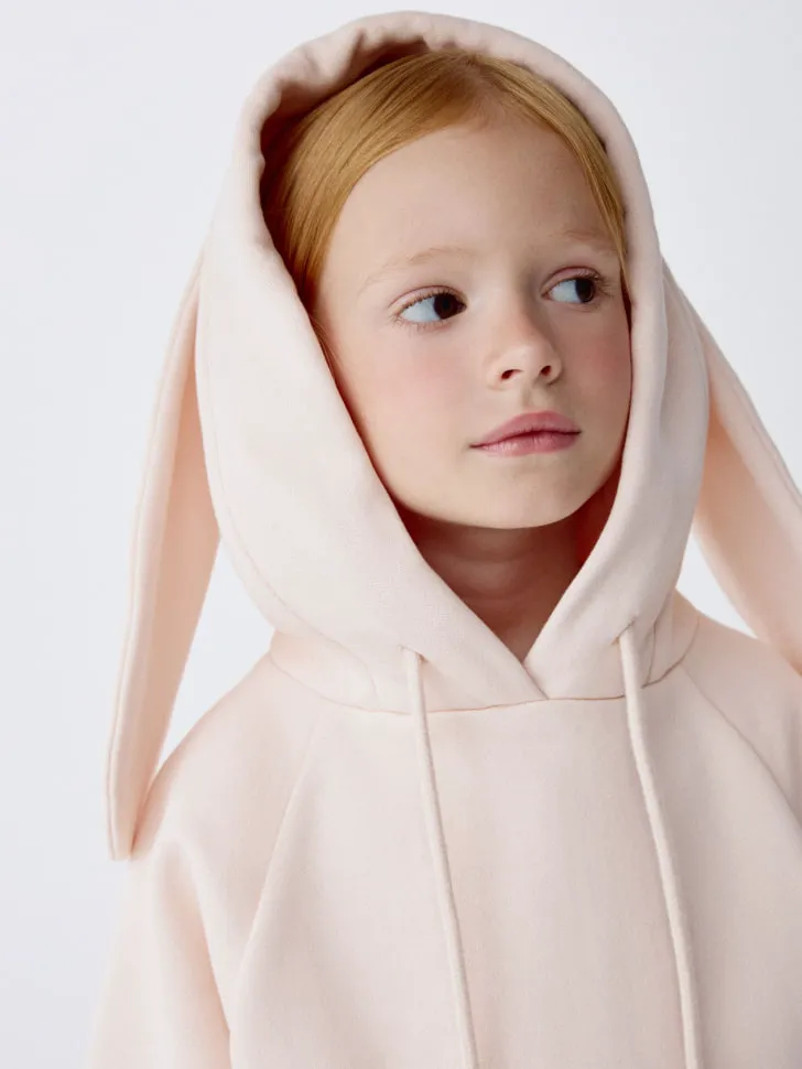 Худи с ушками на капюшоне для девочек, розовый, арт. 11704