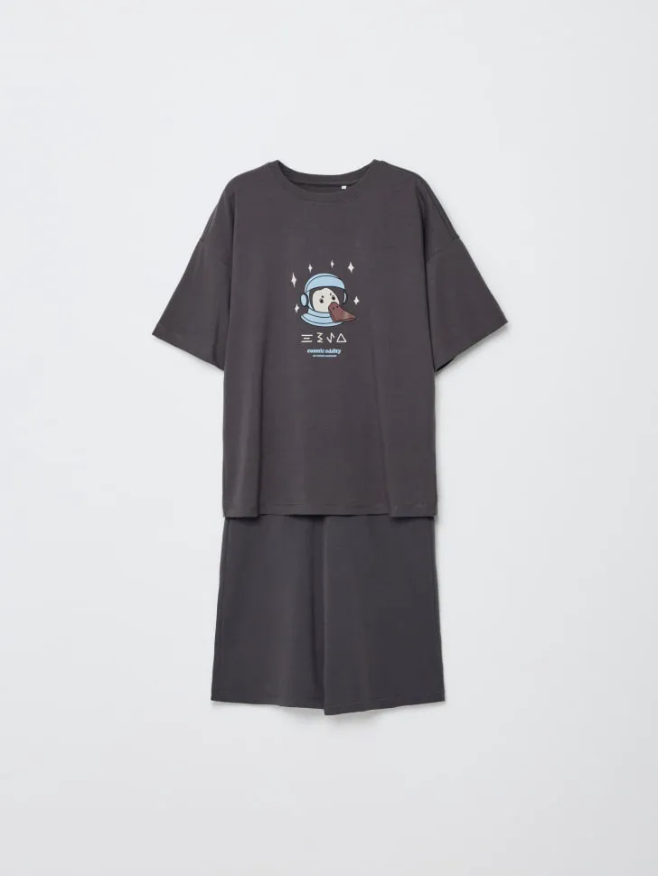 Пижама с принтом для мальчиков, серый, арт. 11705