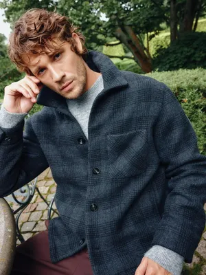 Куртка-рубашка из смесовой шерсти в клетку, арт. 11707