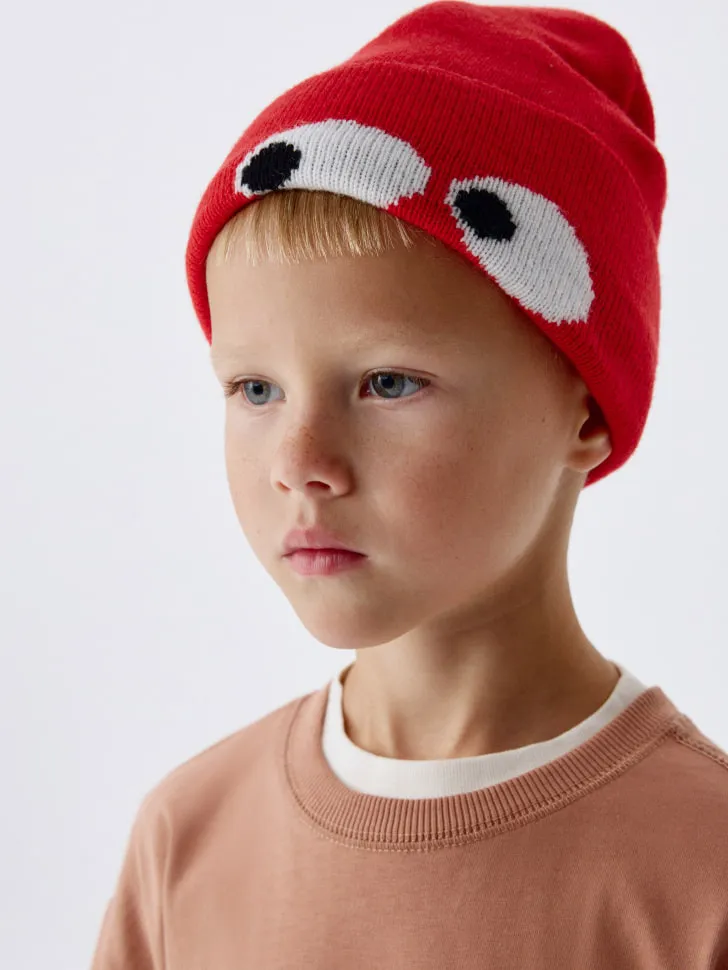 Шапка с содержанием шерсти для мальчиков, красный, арт. 11779
